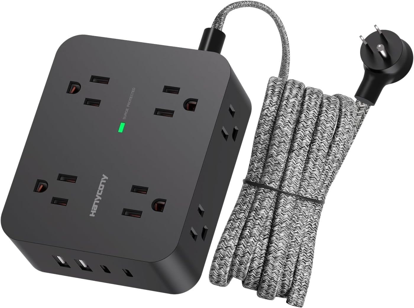 Power Strip Surge Protector,  8 Outlets with 4 USB Charging Ports(2 USB C), 3 Side Outlet Extender with 5 Ft Extension Cord, Flat Plug, Wall Mount, Desk Charging Station for Home Office ETL